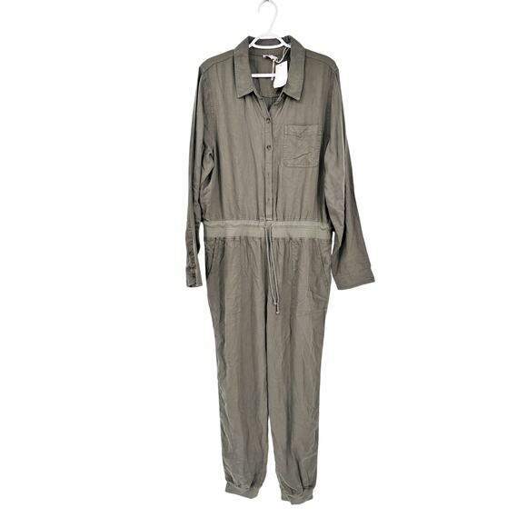 Faherty Arlie Day Long Sleeve Jumpsuit in Surplus Green Size XL - Picture 2 of 6